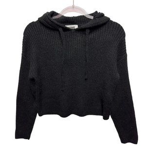 PINK VS Thick Fuzzy Rib Knit Crop Hoodie Sweater Pullover